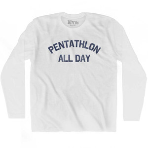 Pentathlon All Day Adult Cotton Long Sleeve T-shirt - White
