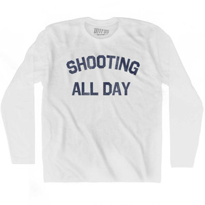 Shooting All Day Adult Cotton Long Sleeve T-shirt - White