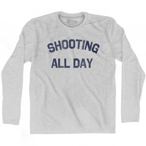 Shooting All Day Adult Cotton Long Sleeve T-shirt - Grey Heather