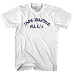 Snowboarding All Day Adult Cotton T-shirt - White