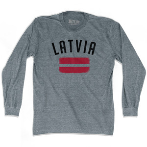Latvia Country Flag Heritage Adult Tri-Blend Long Sleeve T-shirt - Athletic Grey Latvia Country Flag Heritage Adult Tri-Blend Long Sleeve T-shirt - Athletic Grey
