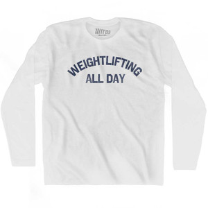 Weightlifting All Day Adult Cotton Long Sleeve T-shirt - White