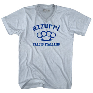 Azzurri Brass Knuckles Adult Tri-Blend V-neck T-shirt Athletic White