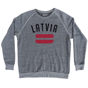 Latvia Country Flag Heritage Adult Tri-Blend Sweatshirt - Athletic Grey Latvia Country Flag Heritage Adult Tri-Blend Sweatshirt - Athletic Grey