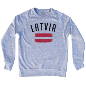 Latvia Country Flag Heritage Adult Tri-Blend Sweatshirt - Heather Grey Latvia Country Flag Heritage Adult Tri-Blend Sweatshirt - Heather Grey