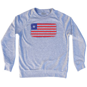 Liberia Country Flag Adult Tri-Blend Sweatshirt - Heather Grey