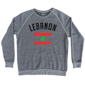 Lebanon Country Flag Heritage Adult Tri-Blend Sweatshirt - Athletic Grey Lebanon Country Flag Heritage Adult Tri-Blend Sweatshirt - Athletic Grey