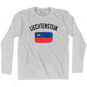 Liechtenstein Country Flag Heritage Adult Cotton Long Sleeve T-shirt - Grey Heather Liechtenstein Country Flag Heritage Adult Cotton Long Sleeve T-shirt - Grey Heather