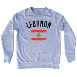 Lebanon Country Flag Heritage Adult Tri-Blend Sweatshirt - Heather Grey Lebanon Country Flag Heritage Adult Tri-Blend Sweatshirt - Heather Grey