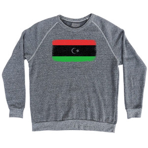 Libya Country Flag Adult Tri-Blend Sweatshirt - Athletic Grey