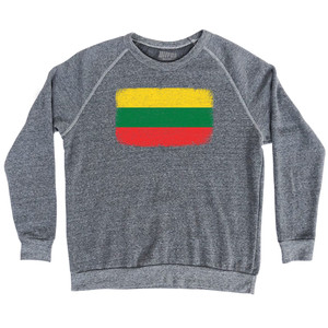 Lithuania Country Flag Adult Tri-Blend Sweatshirt - Athletic Grey