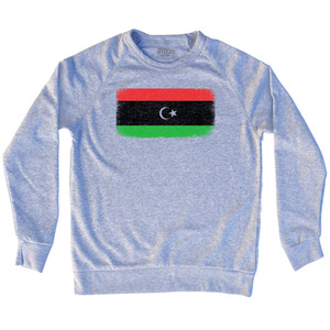Libya Country Flag Adult Tri-Blend Sweatshirt - Heather Grey