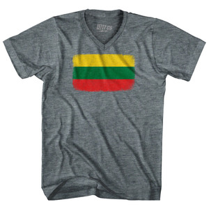 Lithuania Country Flag Adult Tri-Blend V-neck T-shirt - Athletic Grey Lithuania Country Flag Adult Tri-Blend V-neck T-shirt - Athletic Grey