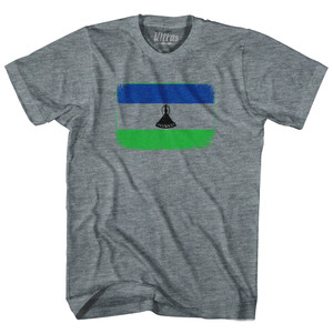 Lesotho Country Flag Adult Tri-Blend T-shirt - Athletic Grey