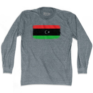 Libya Country Flag Adult Tri-Blend Long Sleeve T-shirt - Athletic Grey