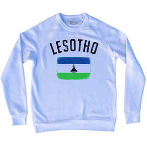 Lesotho Country Flag Heritage Adult Tri-Blend Sweatshirt - White