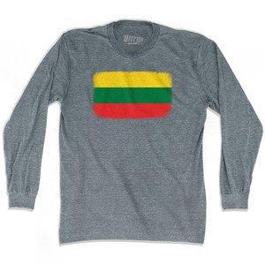 Lithuania Country Flag Adult Tri-Blend Long Sleeve T-shirt - Athletic Grey Lithuania Country Flag Adult Tri-Blend Long Sleeve T-shirt - Athletic Grey