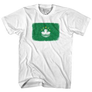 Macau Country Flag Youth Cotton T-shirt - White Macau Country Flag Youth Cotton T-shirt - White