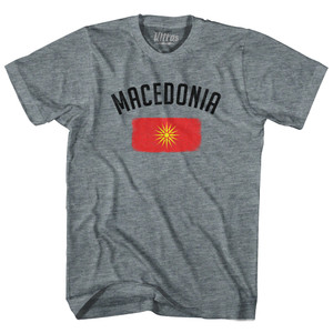 Macedonia Country Flag Heritage Adult Tri-Blend T-shirt - Athletic Grey