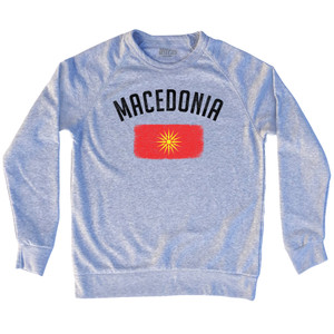 Macedonia Country Flag Heritage Adult Tri-Blend Sweatshirt - Heather Grey