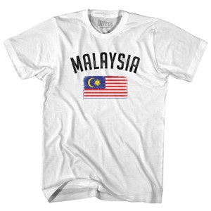 Malaysia Country Flag Heritage Adult Cotton T-shirt - White Malaysia Country Flag Heritage Adult Cotton T-shirt - White