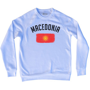 Macedonia Country Flag Heritage Adult Tri-Blend Sweatshirt - White
