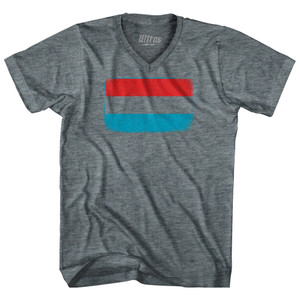 Luxembourg Country Flag Adult Tri-Blend V-neck T-shirt - Athletic Grey Luxembourg Country Flag Adult Tri-Blend V-neck T-shirt - Athletic Grey