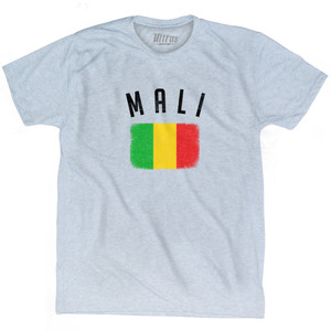 Mali Country Flag Heritage Adult Tri-Blend T-shirt - Athletic White Mali Country Flag Heritage Adult Tri-Blend T-shirt - Athletic White