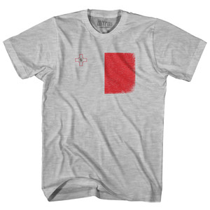 Malta Country Flag Adult Cotton T-shirt - Grey Heather Malta Country Flag Adult Cotton T-shirt - Grey Heather