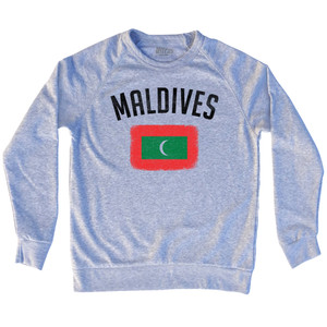Maldives Country Flag Heritage Adult Tri-Blend Sweatshirt - Heather Grey Maldives Country Flag Heritage Adult Tri-Blend Sweatshirt - Heather Grey