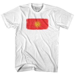 Macedonia Country Flag Adult Cotton T-shirt - White Macedonia Country Flag Adult Cotton T-shirt - White