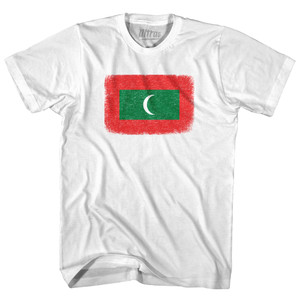 Maldives Country Flag Youth Cotton T-shirt - White Maldives Country Flag Youth Cotton T-shirt - White