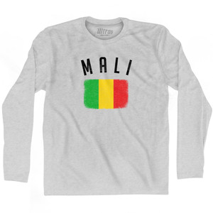 Mali Country Flag Heritage Adult Cotton Long Sleeve T-shirt - Grey Heather Mali Country Flag Heritage Adult Cotton Long Sleeve T-shirt - Grey Heather