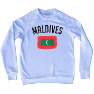Maldives Country Flag Heritage Adult Tri-Blend Sweatshirt - White Maldives Country Flag Heritage Adult Tri-Blend Sweatshirt - White