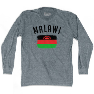 Malawi Country Flag Heritage Adult Tri-Blend Long Sleeve T-shirt - Athletic Grey