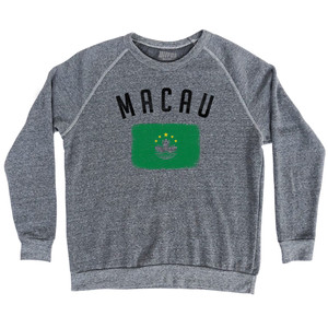 Macau Country Flag Heritage Adult Tri-Blend Sweatshirt - Athletic Grey