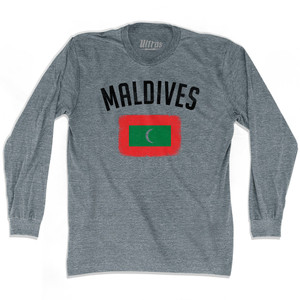 Maldives Country Flag Heritage Adult Tri-Blend Long Sleeve T-shirt - Athletic Grey Maldives Country Flag Heritage Adult Tri-Blend Long Sleeve T-shirt - Athletic Grey
