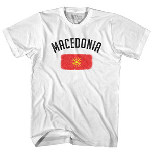 Macedonia Country Flag Heritage Womens Cotton Junior Cut T-Shirt - White