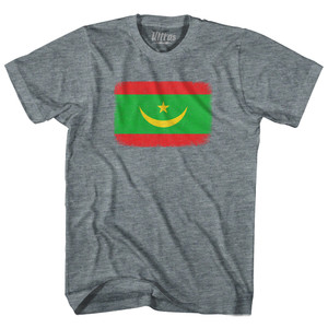 Mauritania Country Flag Adult Tri-Blend T-shirt - Athletic Grey