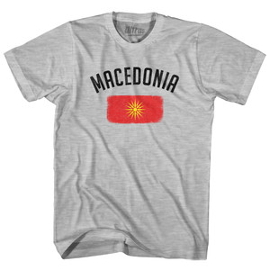 Macedonia Country Flag Heritage Womens Cotton Junior Cut T-Shirt - Grey Heather