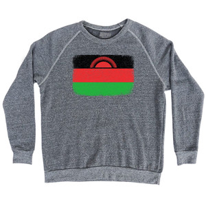 Malawi Country Flag Adult Tri-Blend Sweatshirt - Athletic Grey