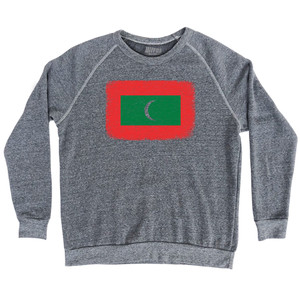 Maldives Country Flag Adult Tri-Blend Sweatshirt - Athletic Grey Maldives Country Flag Adult Tri-Blend Sweatshirt - Athletic Grey