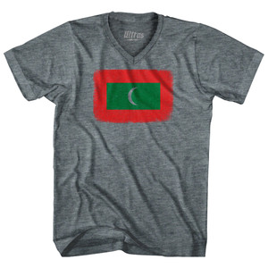 Maldives Country Flag Adult Tri-Blend V-neck T-shirt - Athletic Grey Maldives Country Flag Adult Tri-Blend V-neck T-shirt - Athletic Grey