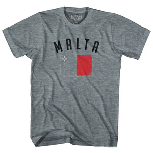 Malta Country Flag Heritage Adult Tri-Blend T-shirt - Athletic Grey Malta Country Flag Heritage Adult Tri-Blend T-shirt - Athletic Grey