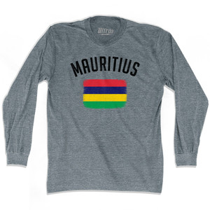 Mauritius Country Flag Heritage Adult Tri-Blend Long Sleeve T-shirt - Athletic Grey Mauritius Country Flag Heritage Adult Tri-Blend Long Sleeve T-shirt - Athletic Grey
