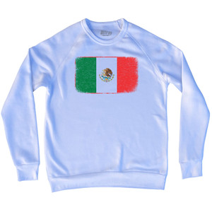 Mexico Country Flag Adult Tri-Blend Sweatshirt - White