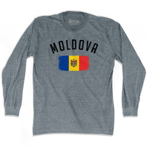 Moldova Country Flag Heritage Adult Tri-Blend Long Sleeve T-shirt - Athletic Grey Moldova Country Flag Heritage Adult Tri-Blend Long Sleeve T-shirt - Athletic Grey