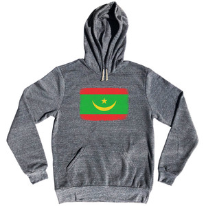 Mauritania Country Flag Tri-Blend Hoodie - Athletic Grey