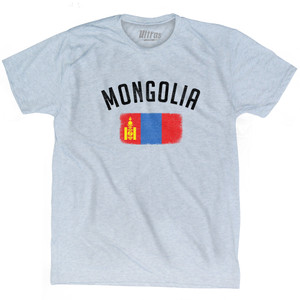 Mongolia Country Flag Heritage Adult Tri-Blend T-shirt - Athletic White Mongolia Country Flag Heritage Adult Tri-Blend T-shirt - Athletic White