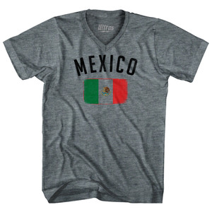 Mexico Country Flag Heritage Adult Tri-Blend V-neck T-shirt - Athletic Grey Mexico Country Flag Heritage Adult Tri-Blend V-neck T-shirt - Athletic Grey